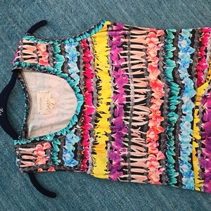 Nicole Miller Artier floral bike chain stripe bodycon dress